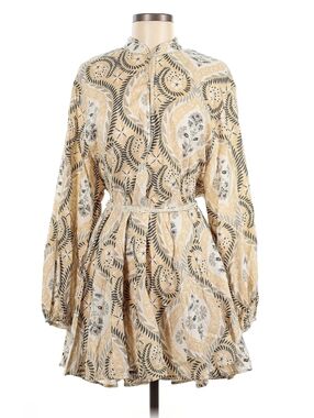 H&M Cream and Gold Leaf-Print Top